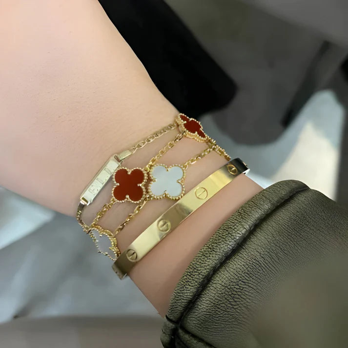 Goldenes | Kleeblatt--Armband I 8 Farben
