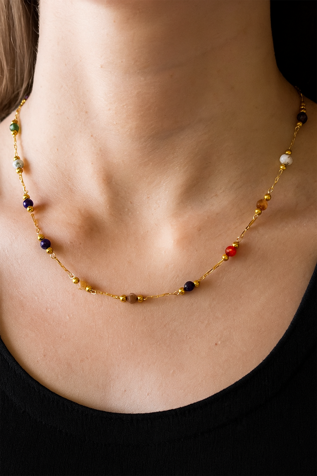 Midnight Stone Silver Necklace – Enchanting