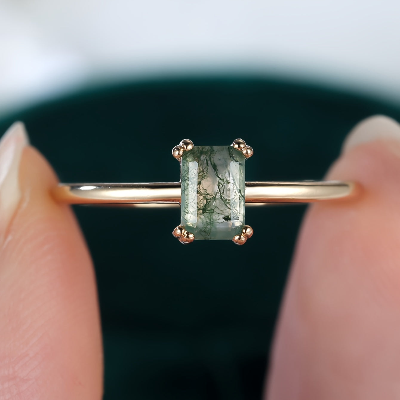 Green Moss Agate Ring – Exquisite