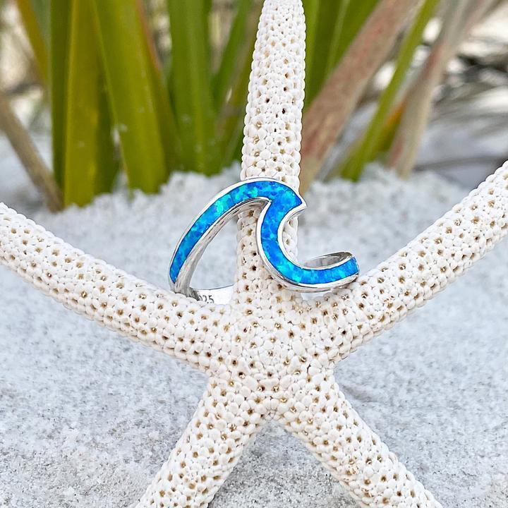 Silver Opal Wave Ring – Vintage Elegance