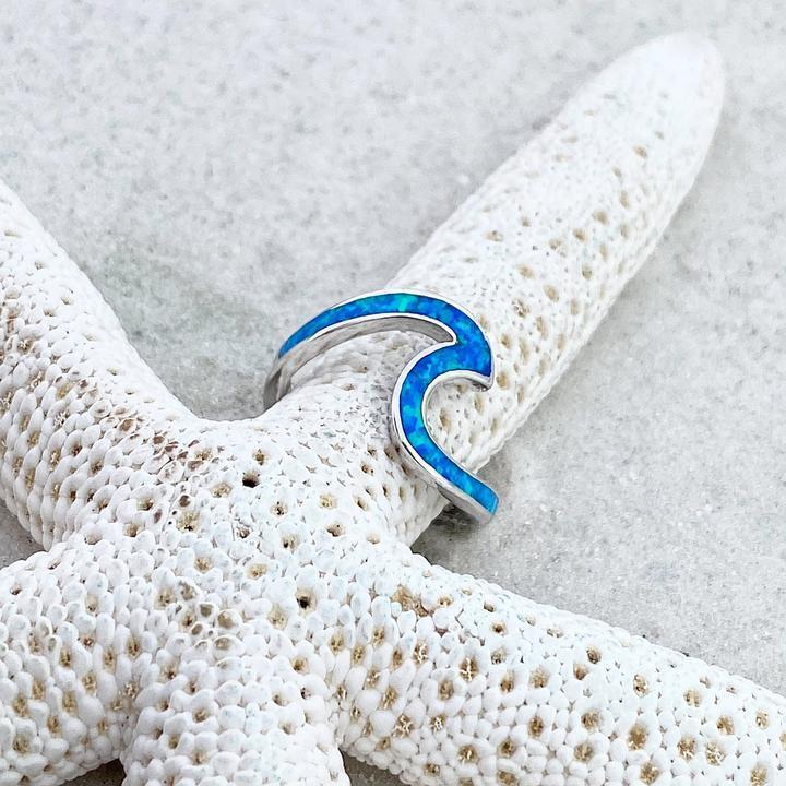 Silver Opal Wave Ring – Vintage Elegance