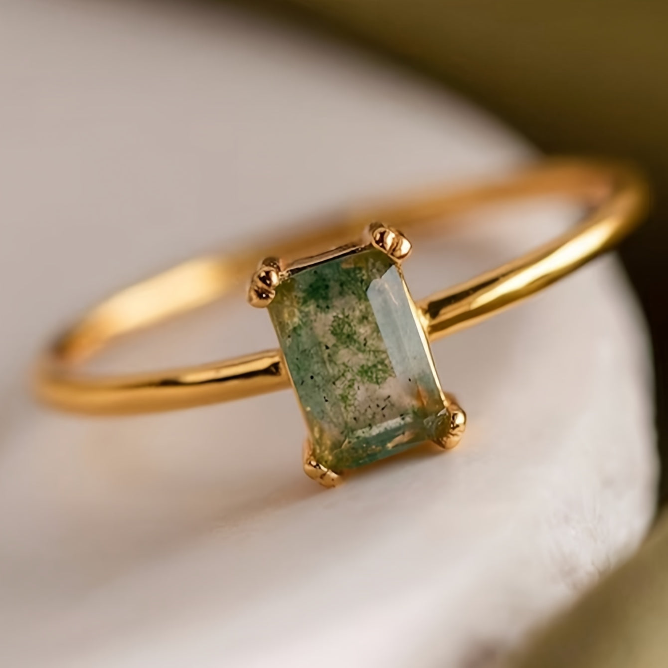Green Moss Agate Ring – Exquisite