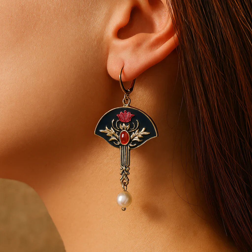 Red Pearl Vintage Earrings – Timeless Elegance