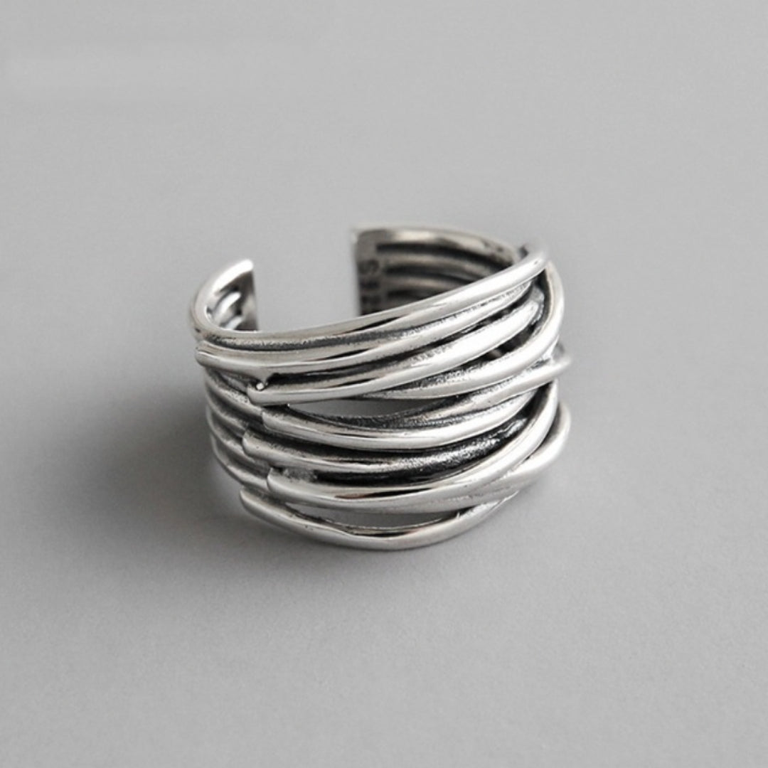Sterling Silver Crystal Layered Ring – Elegant