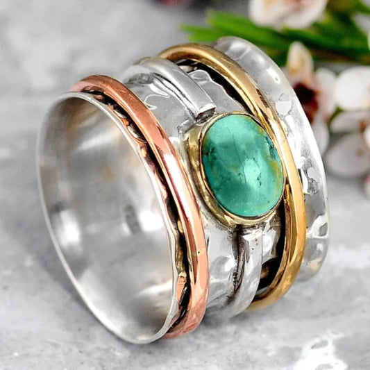Gold Turquoise Statement Ring – Timeless Elegance