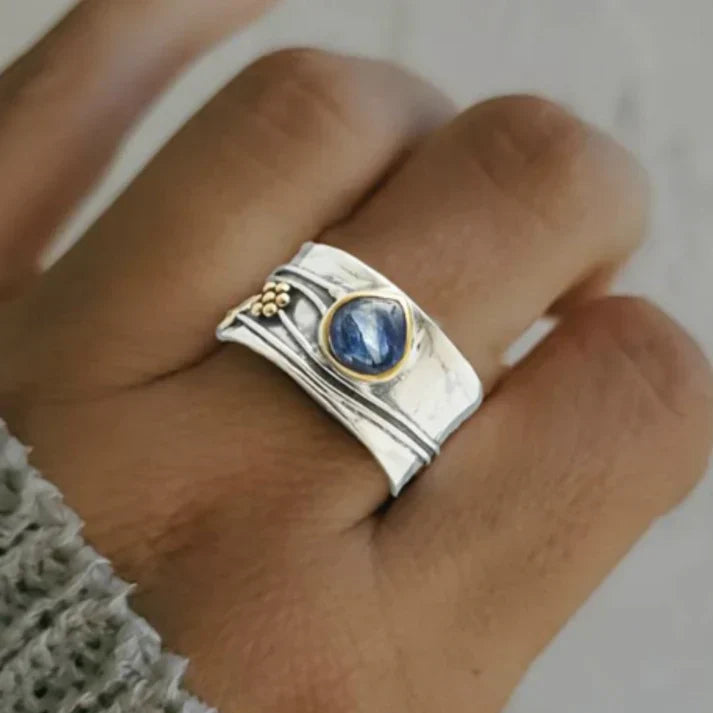 Gold Gemstone Meditation Ring – Serene