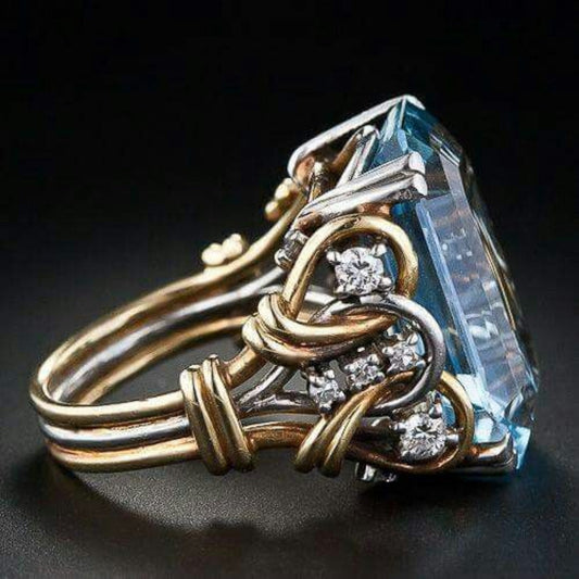 Gold Blue Zirconia Layered Ring – Timeless