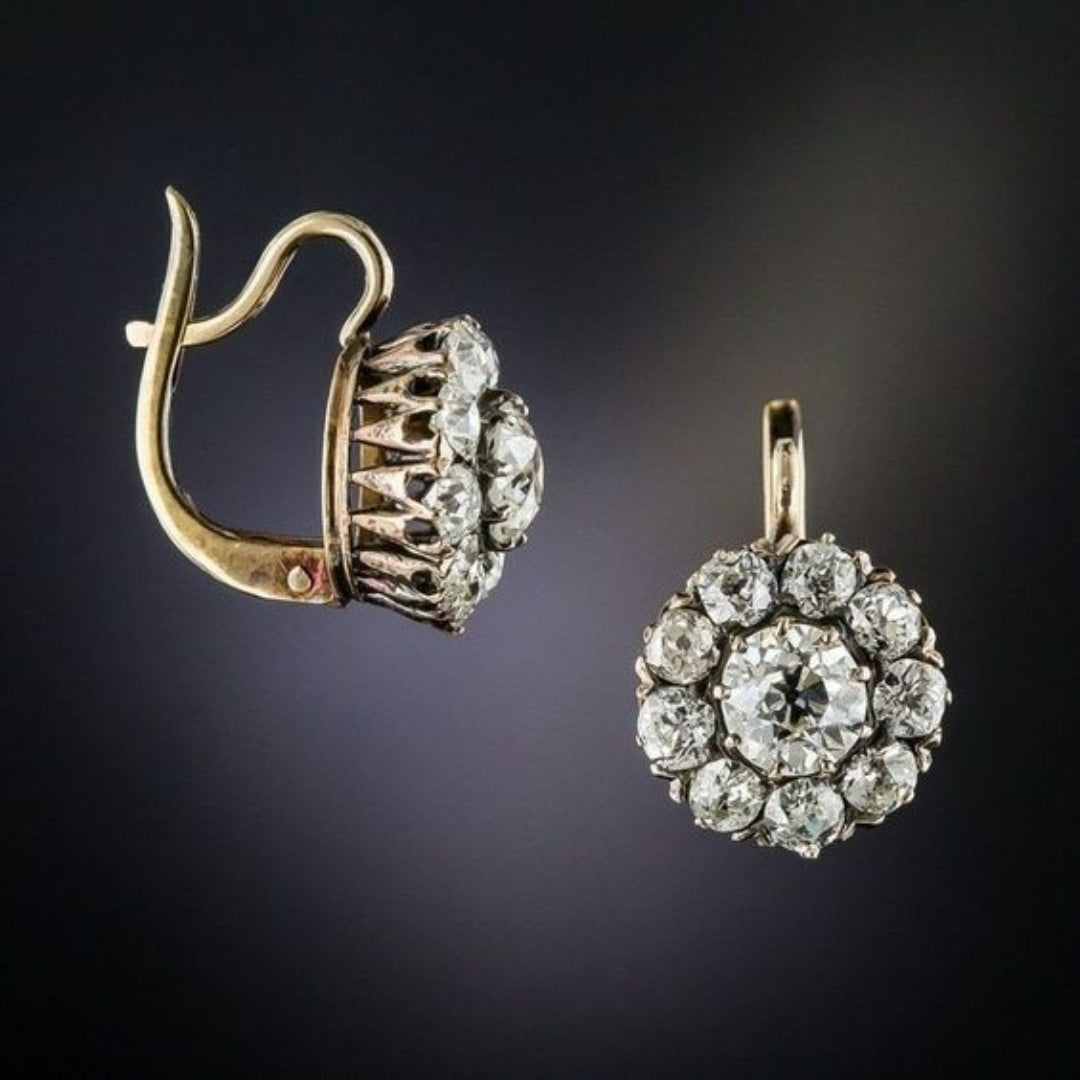 Gold Gemstone Inlay Earrings – Exquisite