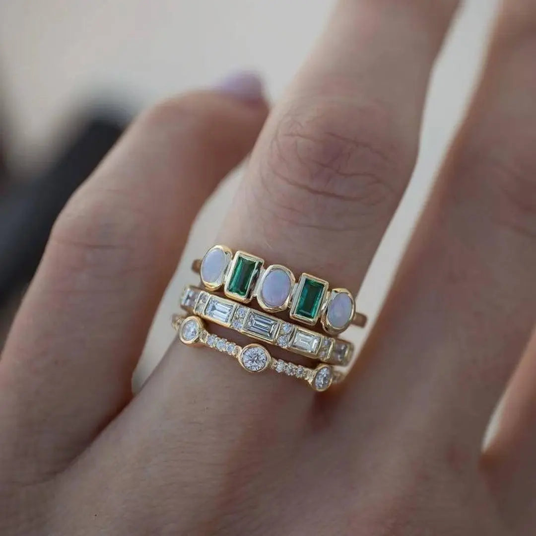 White and Green Opal Vintage Rings – Timeless
