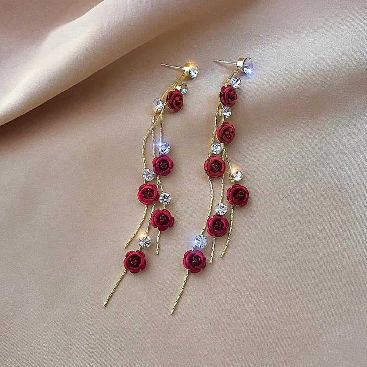 Rose Crystal Cascade Earrings – Exquisite