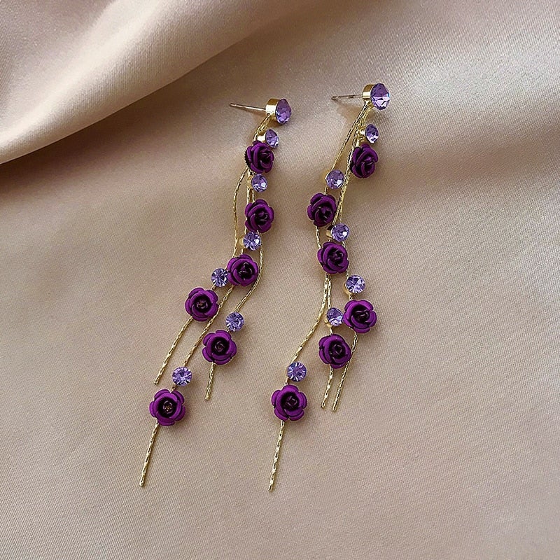 Rose Crystal Cascade Earrings – Exquisite