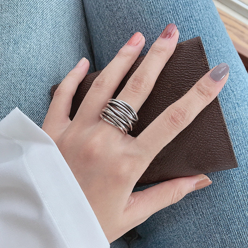 Sterling Silver Crystal Layered Ring – Elegant