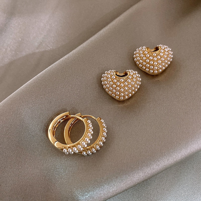 Pearl Heart Earrings – Elegant