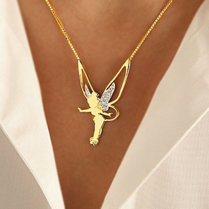 Sterling Silver & Gold Crystal Fairy Necklace – Enchanting
