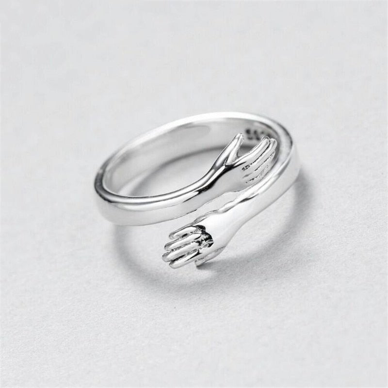 Silver Crystal Hug Ring – Timeless Elegance