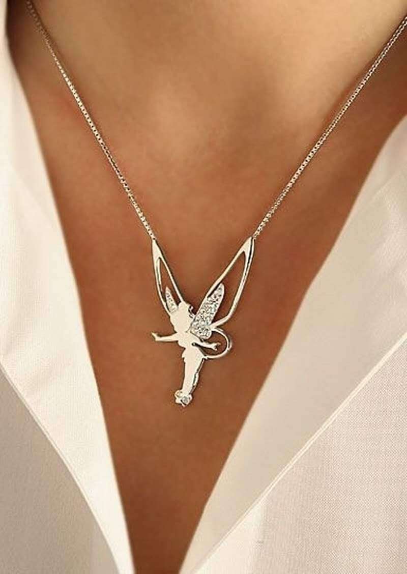 Sterling Silver & Gold Crystal Fairy Necklace – Enchanting