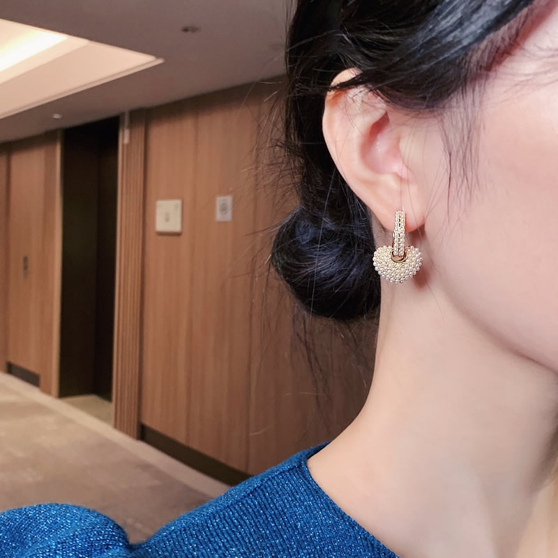 Pearl Heart Earrings – Elegant