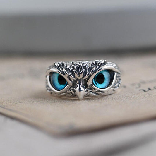 Silver Opal Owl Ring – Timeless Elegance