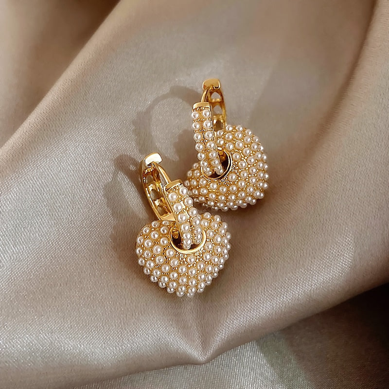 Pearl Heart Earrings – Elegant