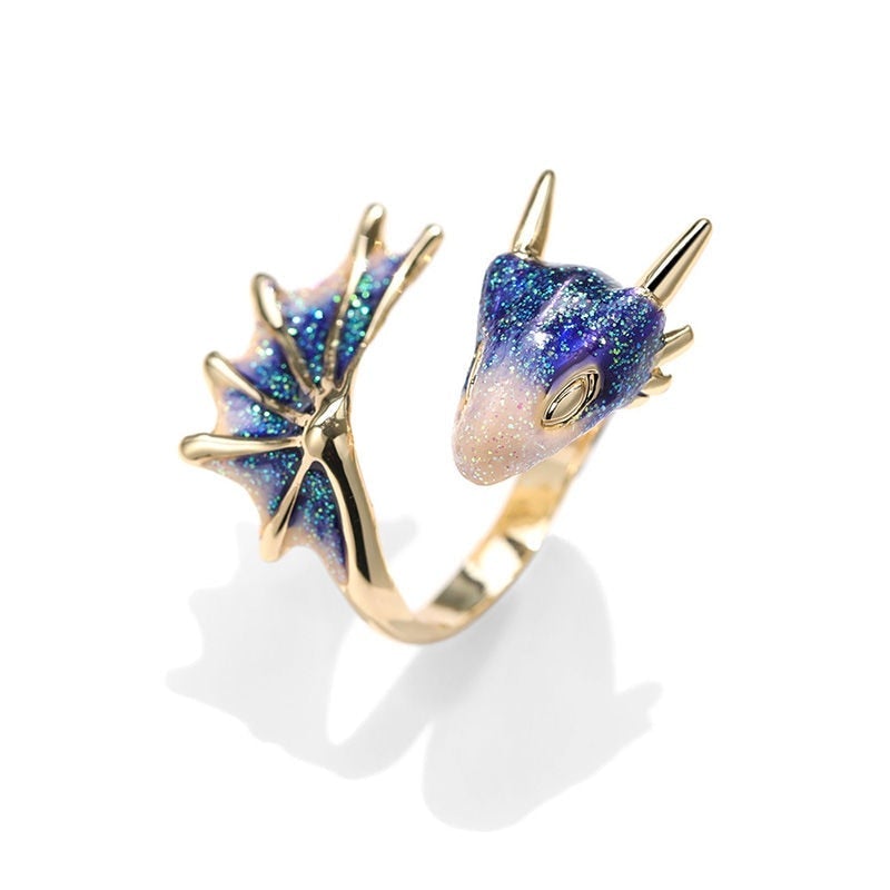 Silver Enamel Dragon Ring – Exquisite Vintage