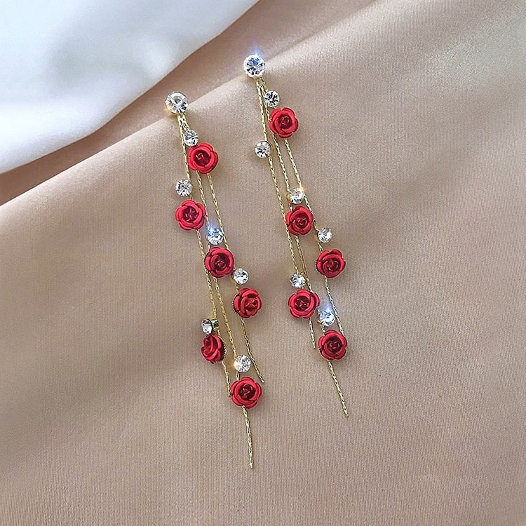 Rose Crystal Cascade Earrings – Exquisite