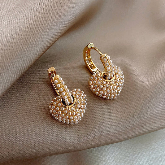 Pearl Heart Earrings – Elegant