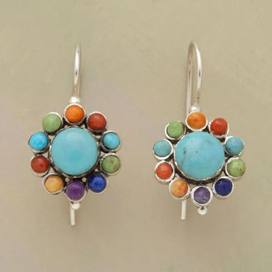 Turquoise Multi-Colored Hoop Earrings – Vibrant