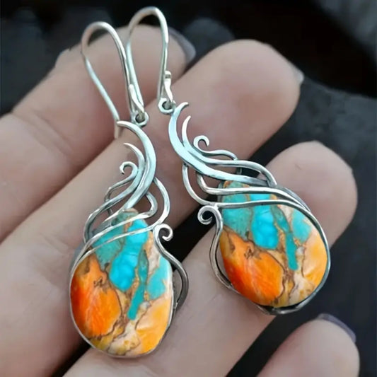 Gold Gemstone Drop Earrings – Exquisite