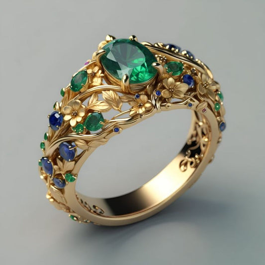 Gold Crystal Vintage Ring – Timeless Elegance