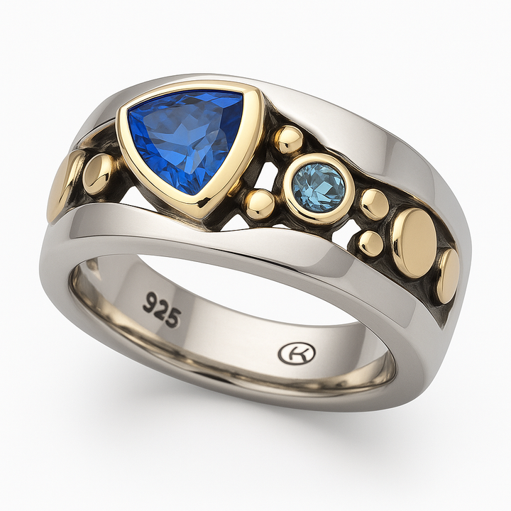 Elli™ - Anillo vintage de cristal azul 