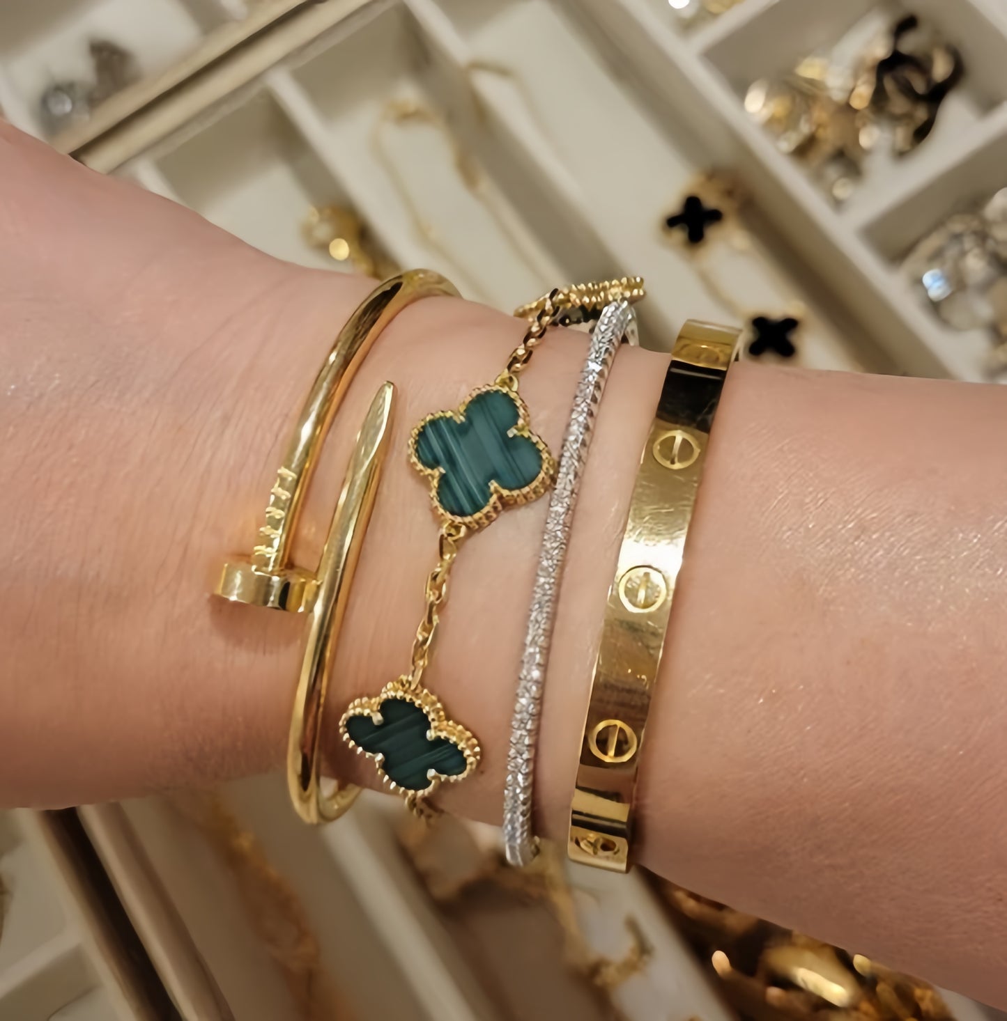 Goldenes | Kleeblatt--Armband I 8 Farben
