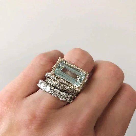 Silver Turquoise Glass Rings – Timeless Elegance