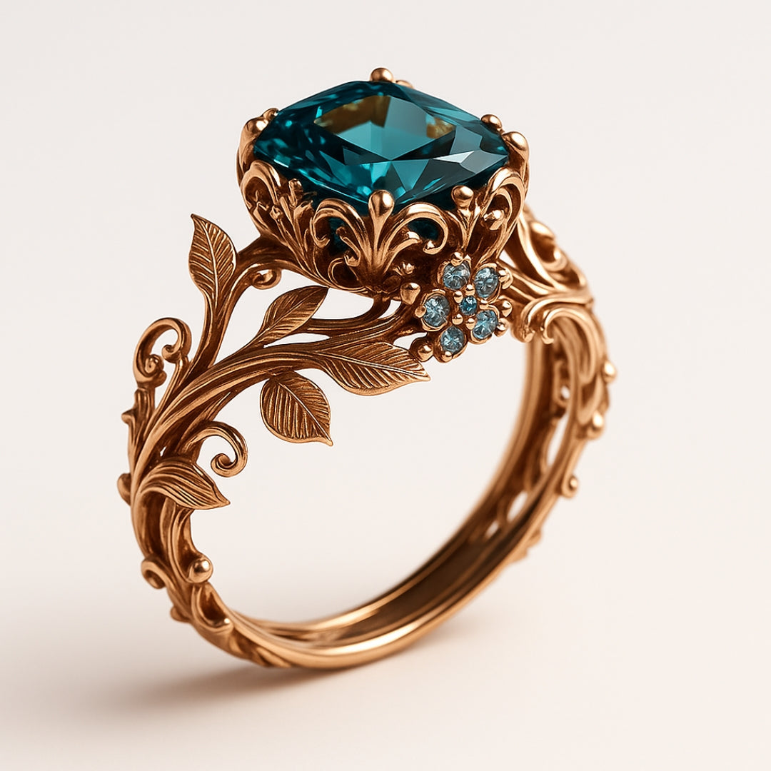 Green Crystal Vintage Ring – Timeless Elegance