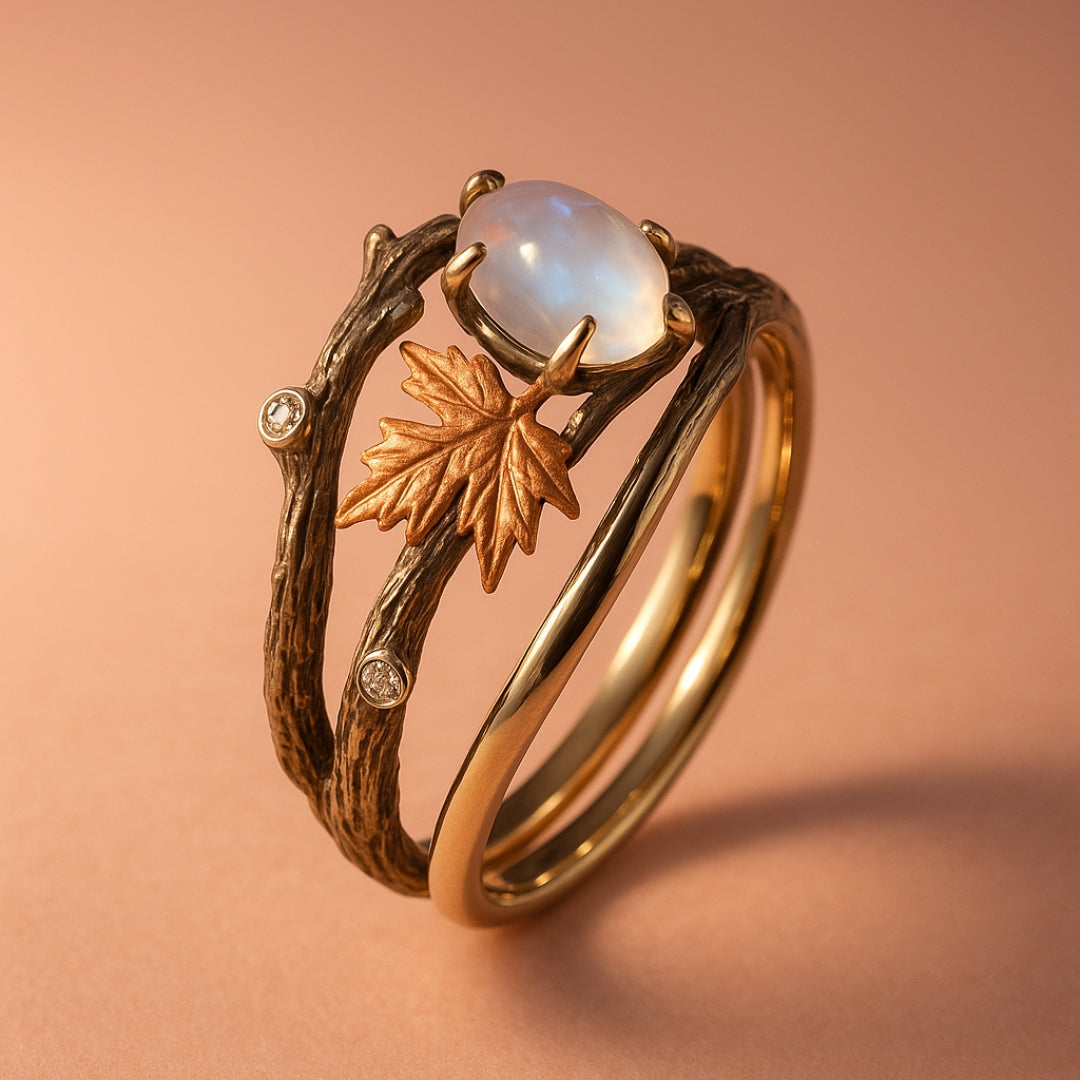 Gold Moonstone Vintage Ring – Timeless Elegance