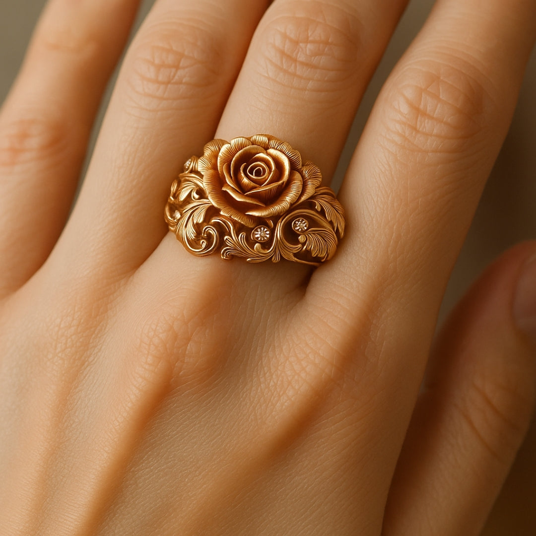 Gold Crystal Flower Ring – Timeless Elegance
