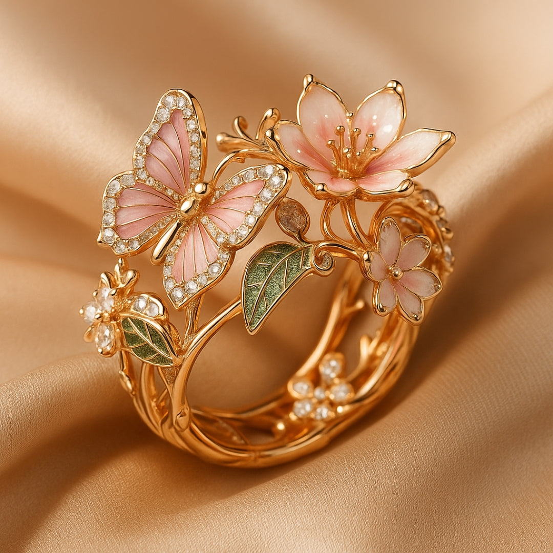 Rose Gold Butterfly Zirconia Ring – Timeless