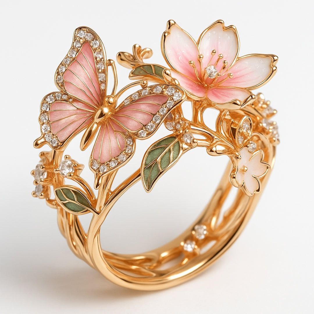 Rose Gold Butterfly Zirconia Ring – Timeless