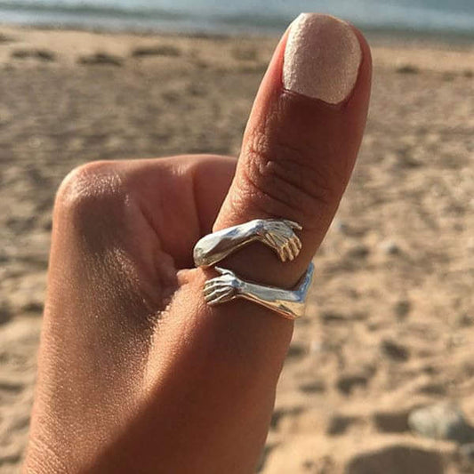 Silver Crystal Hug Ring – Timeless Elegance