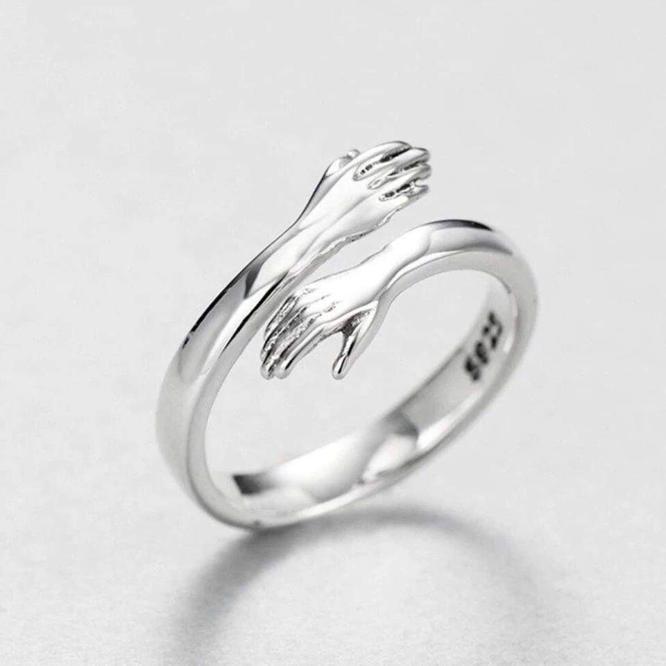 Silver Crystal Hug Ring – Timeless Elegance