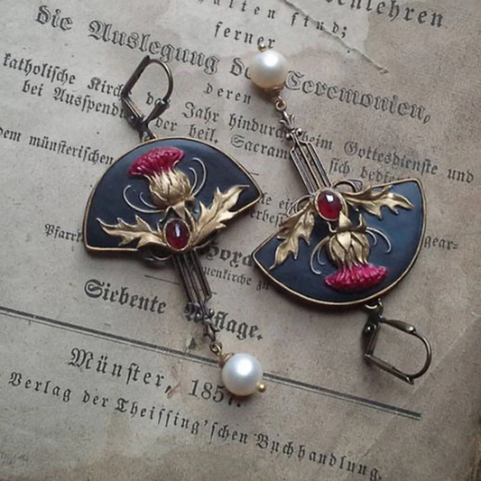 Red Pearl Vintage Earrings – Timeless Elegance