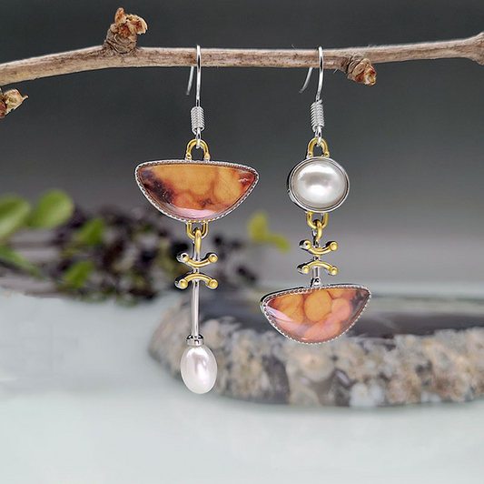 Orange Enamel Hoop Earrings – Chic Elegance