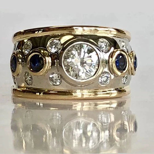 Gold Zircon Inlay Ring – Timeless Elegance