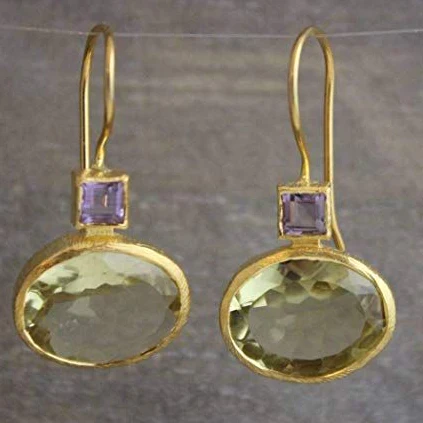Green Gold Gemstone Earrings – Exquisite