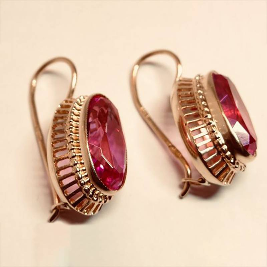 Rose Gold Red Crystal Earrings – Timeless Elegance