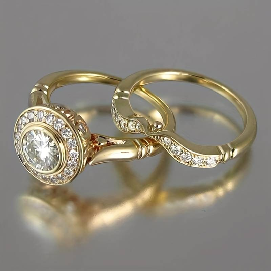 Gold Zirconia Ring Set – Elegant Luxury