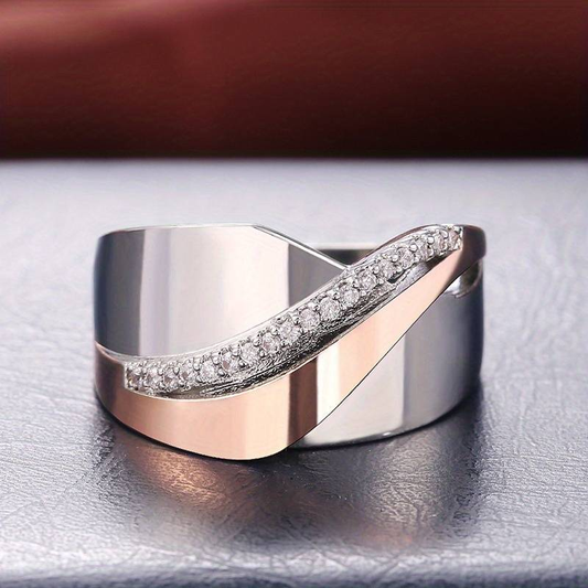 Rose Gold & Silver Zirconia Earrings – Timeless Elegance