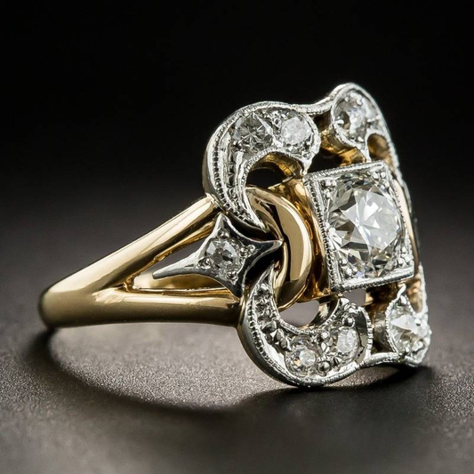 Gold Zirconia Vintage Ring – Timeless