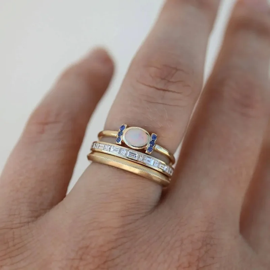 Gold Opal Ring Set – Timeless Elegance