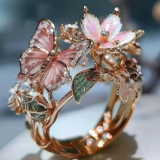 Rose Gold Butterfly Zirconia Ring – Timeless