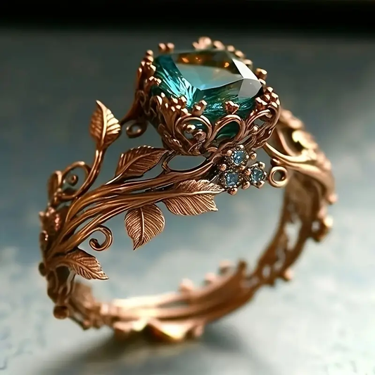 Green Crystal Vintage Ring – Timeless Elegance